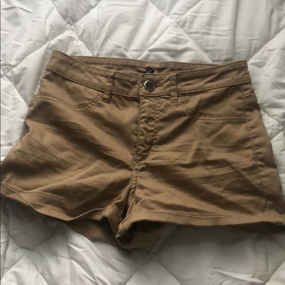 Beige High Waisted Shorts